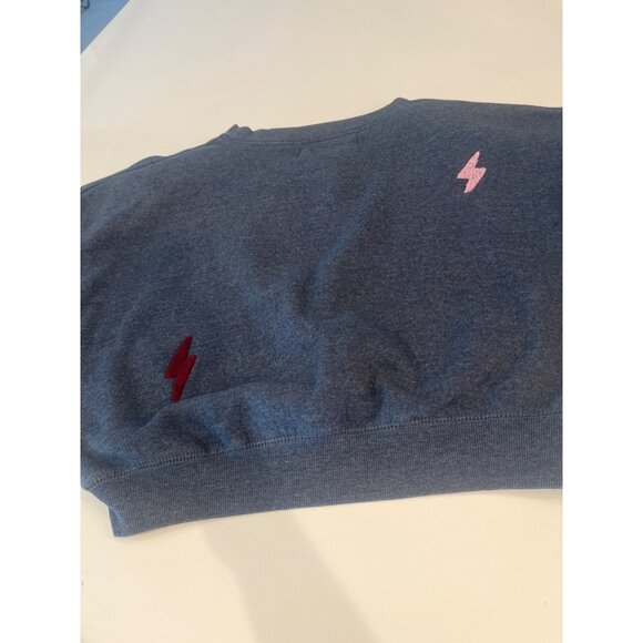 Vintage Havana Kids XL Lightning Bolt Embroidered Gray Sweatshirt Cozy Cotton Bl - Picture 7 of 8